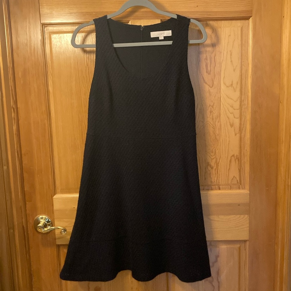 LOFT 6P Navy Eyelet Dress Sleeveless